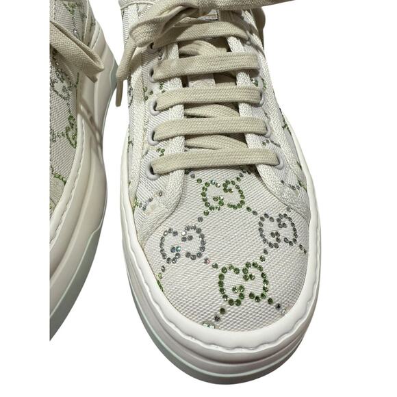 Gucci Tennis 1977 Trek Platform Crystal Colorful Sneaker Low Top 38.5 Green - Picture 5 of 13